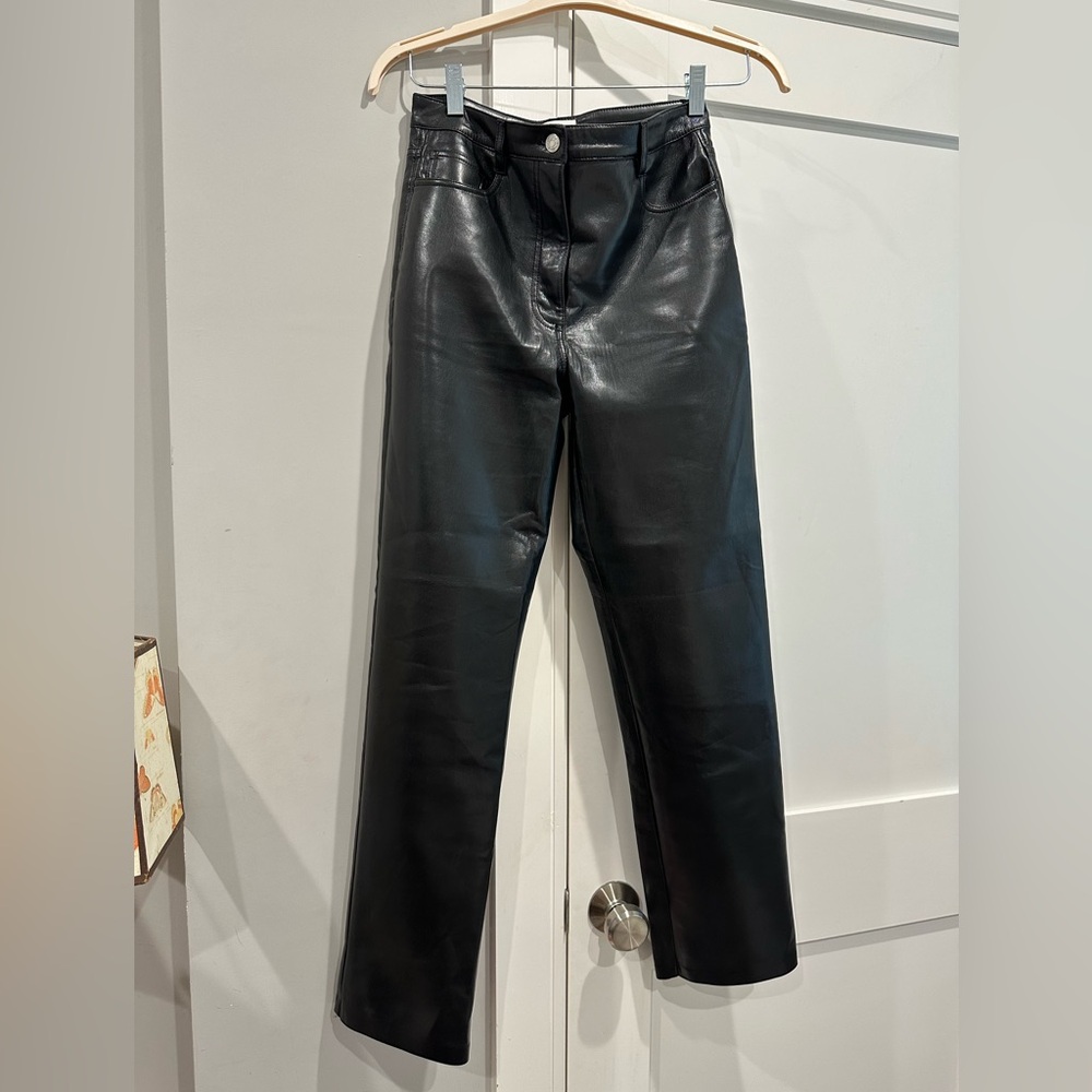 Aritzia Wilfred Melina Black Leather Pants